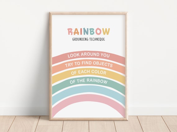 Rainbow Technique Poster Anxiety Grounding Mental Health Calm Down Corner Calm Classroom School Psychology