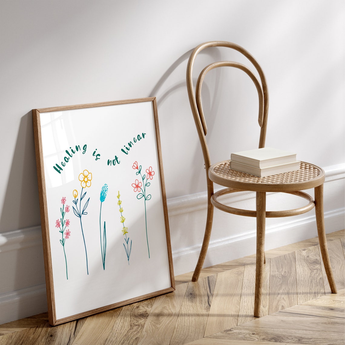 Healing Is Not Linear Wildflower Stems Recovery Growth Poster - Image 2