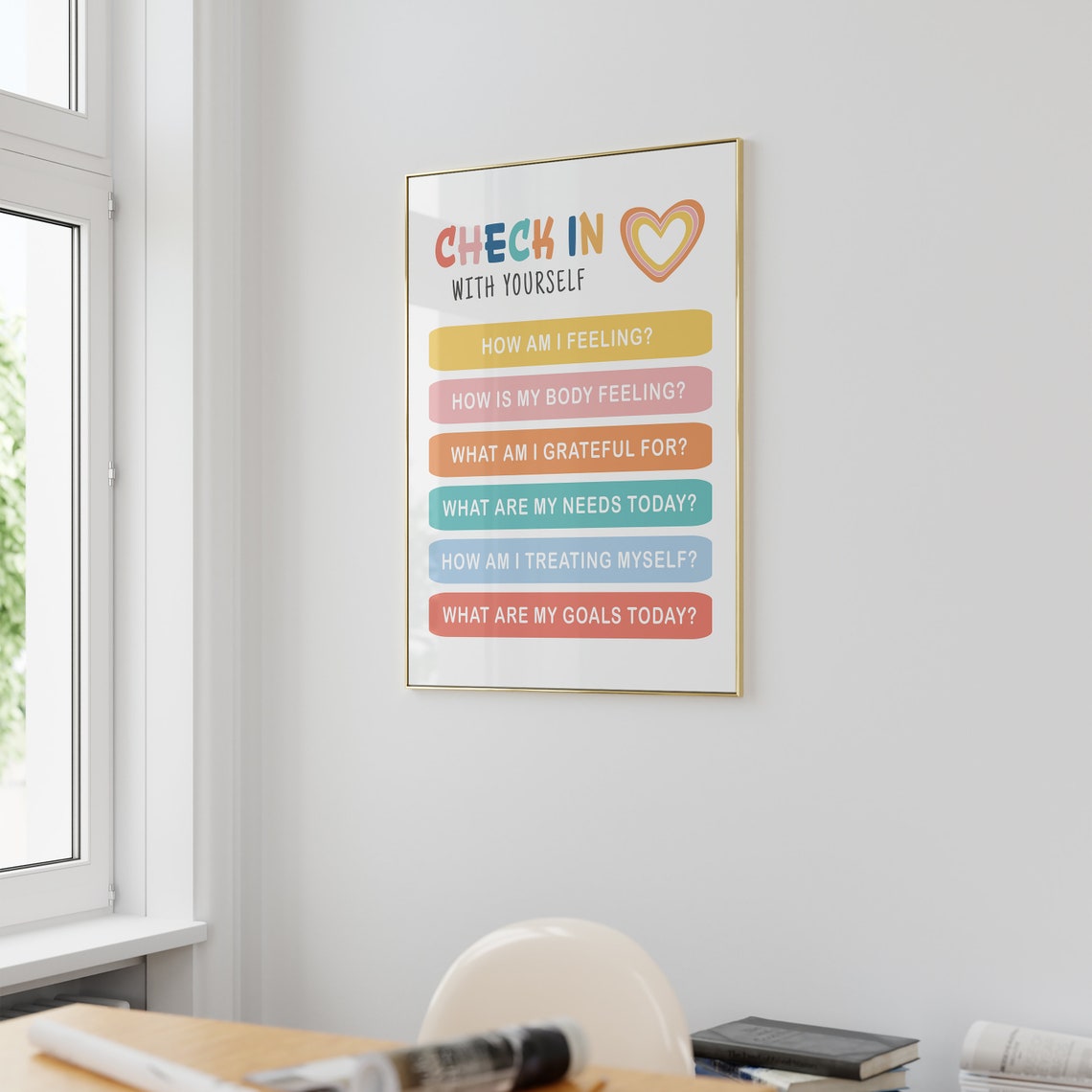 Check In With Yourself Daily Mental Health Self Care Quote Poster