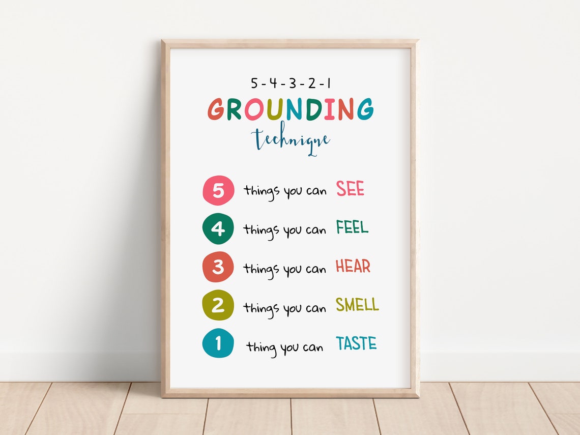 5 4 3 2 1 Grounding Technique Playful Hand Lettered Coping Poster