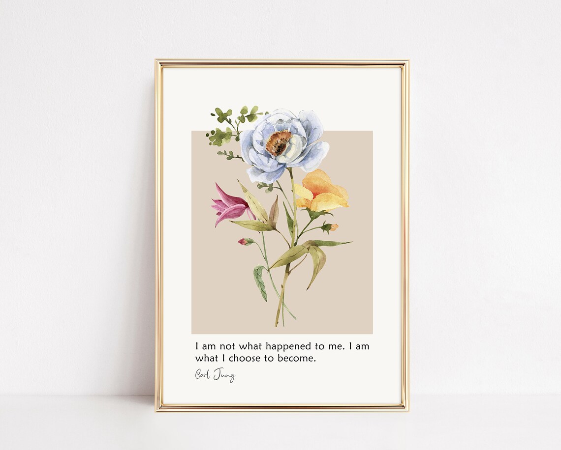 Carl Jung Choose To Become Floral Watercolor Therapy Office Poster