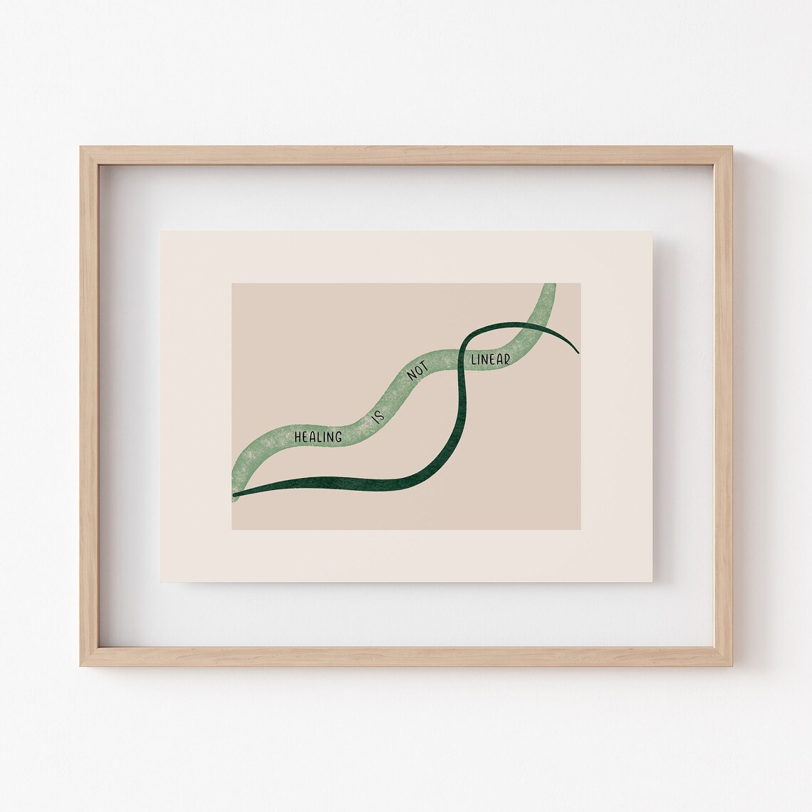 Healing Is Not Linear Green Wave Mental Health Recovery Poster - Image 3