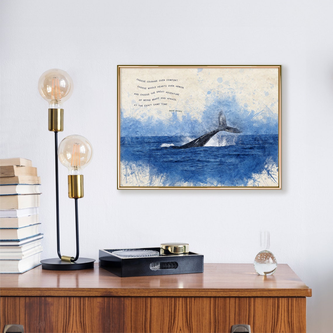 Brene Brown Choose Courage Over Comfort Whale Tail Ocean Poster - Image 3