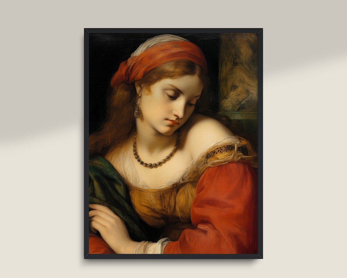 Victorian Woman Portrait Art Print, Dark Academia Decor - Image 3