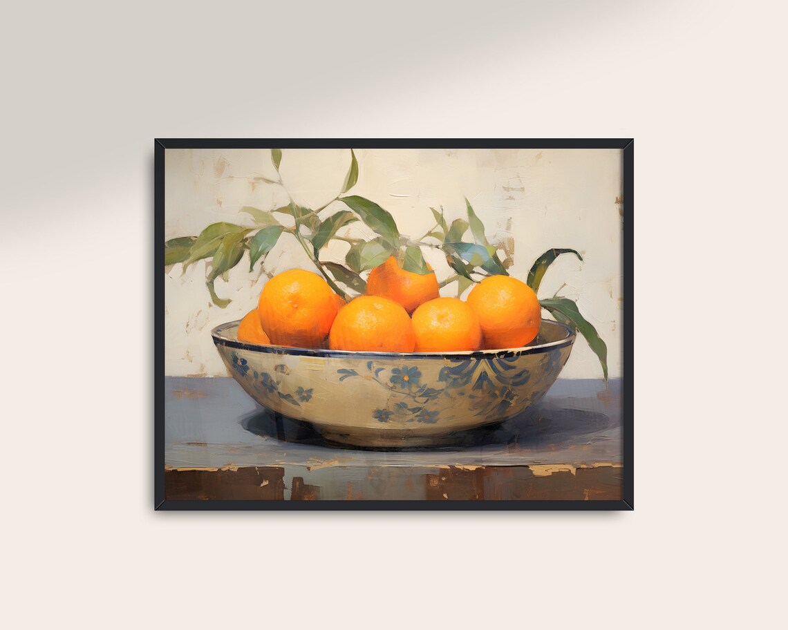Oranges Still Life Vintage Kitchen Art Print - Image 3