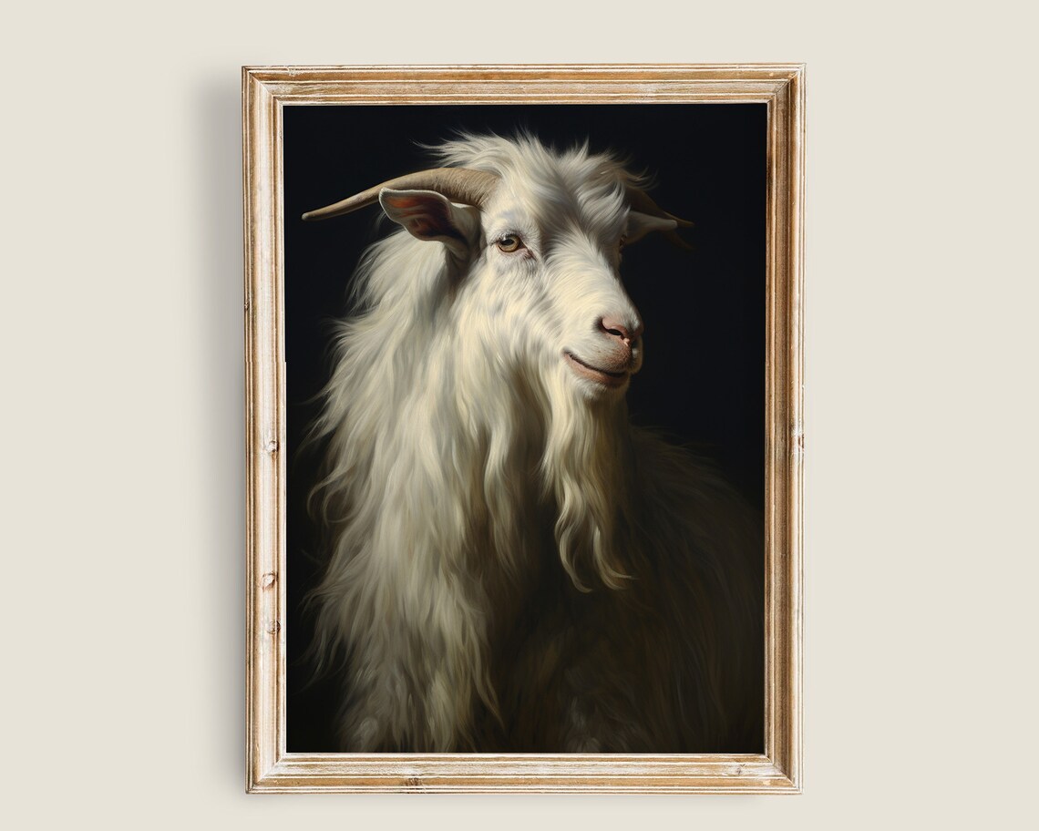 White Goat Art Print, Dark Academia Decor