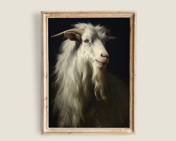 White Goat Art Print, Dark Academia Decor