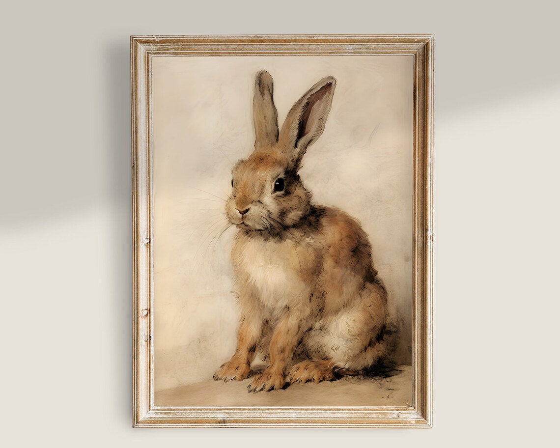 Vintage Rabbit Prints, Antique Farmhouse Art