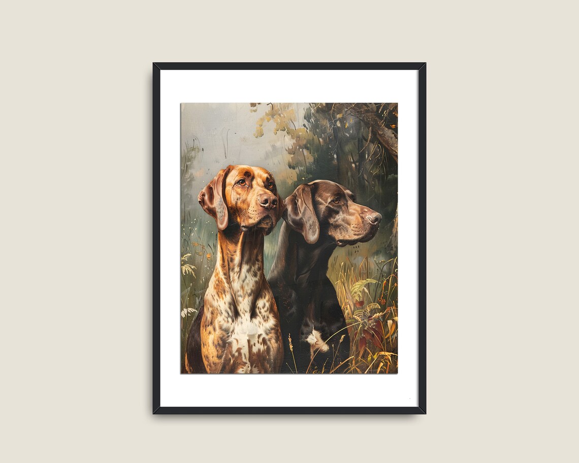 Two Hunting Pointer Dogs Field Vintage Sporting Dog Portrait Print - Image 2