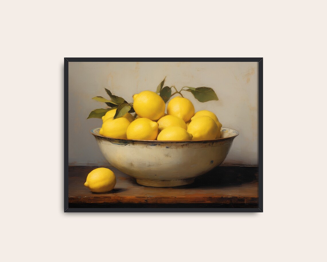 Yellow Lemons Still Life, Vintage Farmhouse Art Print - Image 3