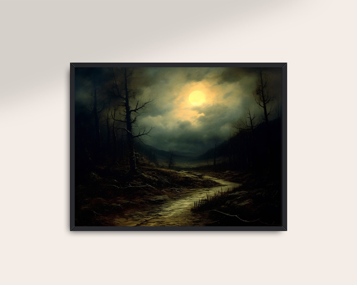 Vintage Moody Dark Landscape Art Print - Image 3