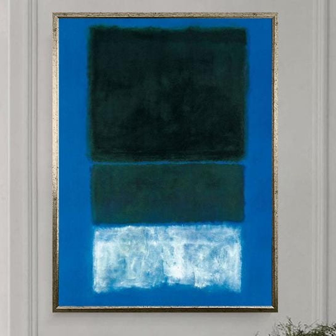 Bold Blue Black White Abstract Color Block Rothko Style Poster
