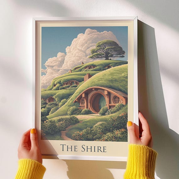The Shire Travel Poster Cozy Hobbit Home Fantasy Print Vintage Middleearth Art