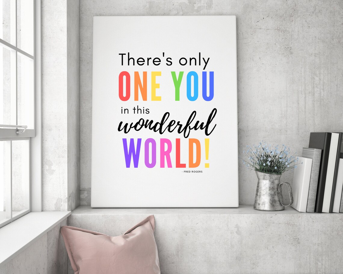 Mister Rogers Only One You In This Wonderful World Rainbow Kids Poster - Image 2