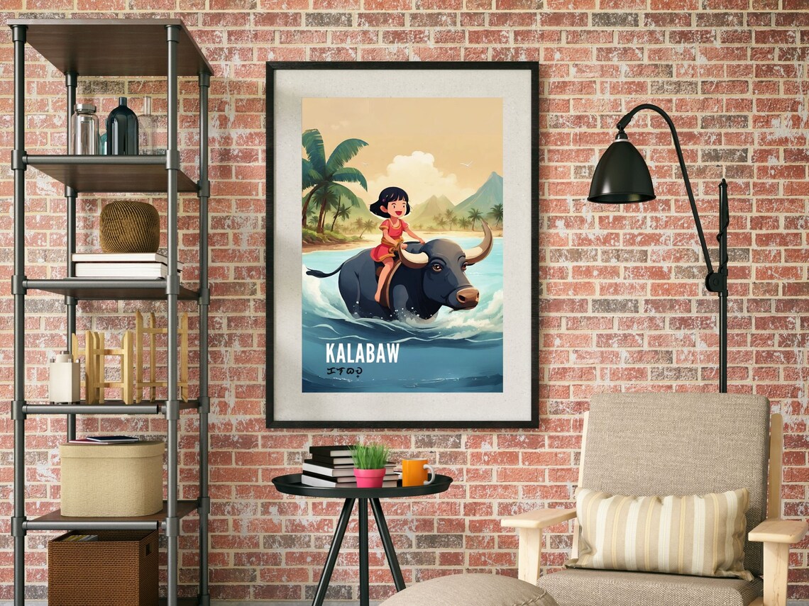 Philippine Kalabaw Carabao Boy Riding Buffalo Ocean Coast Art Poster - Image 5