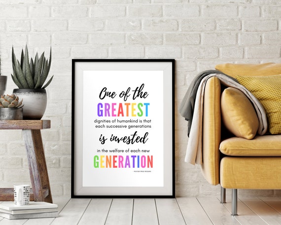 Mr Rogers Greatest Dignities Of Humankind Colorful Inspiring Colorful Rainbow Words Wall Art Educational Poster