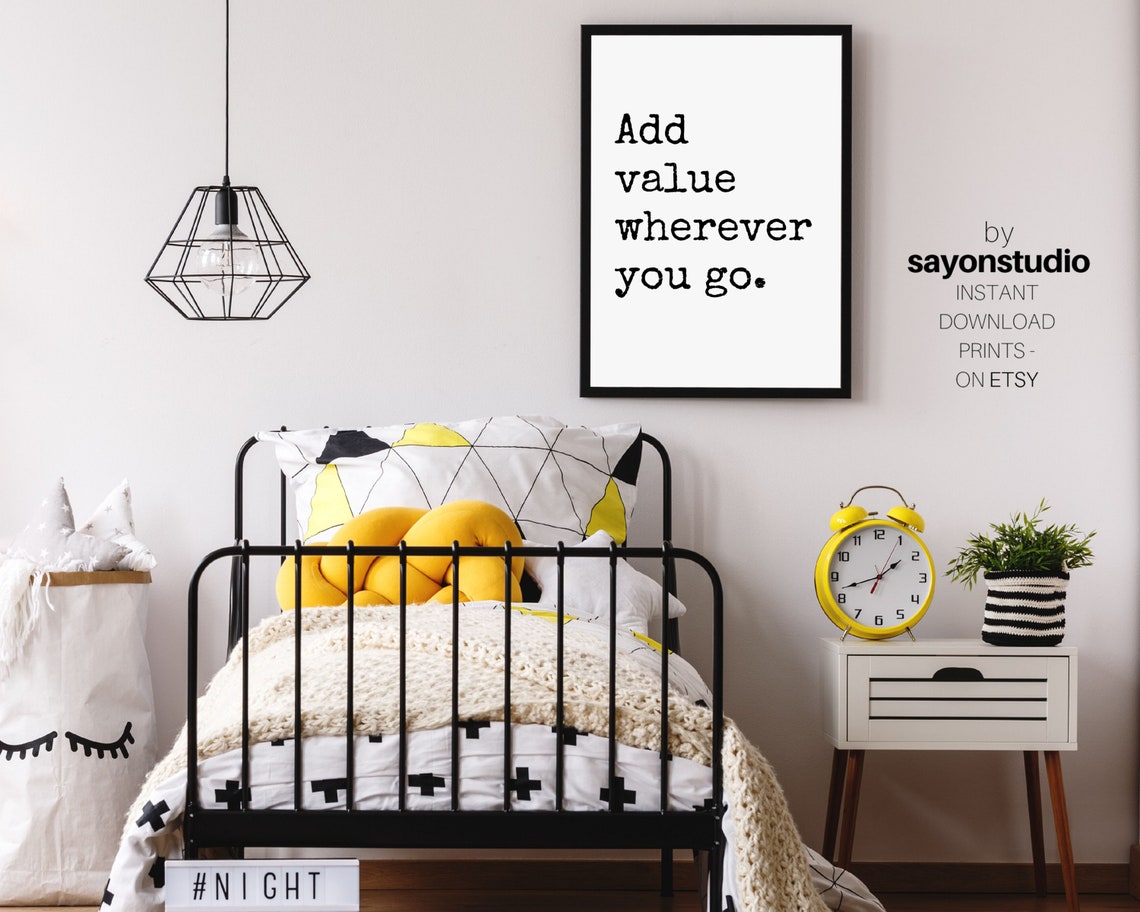Add Value Wherever You Go Motivational Typewriter Quote Black Poster - Image 3