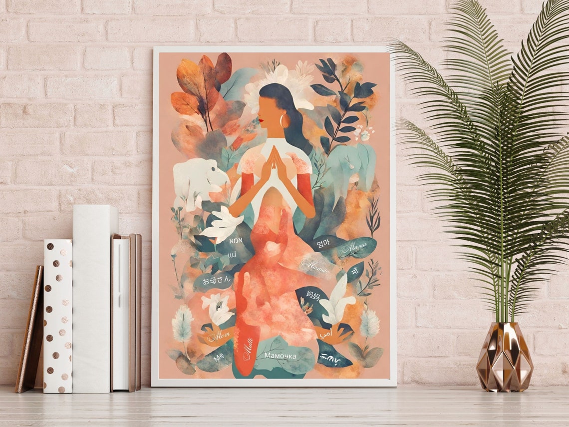 Unique Mothers Day Gift Multilingual Wall Art Mama Abstract Art Mama Poster Around The World - Image 4