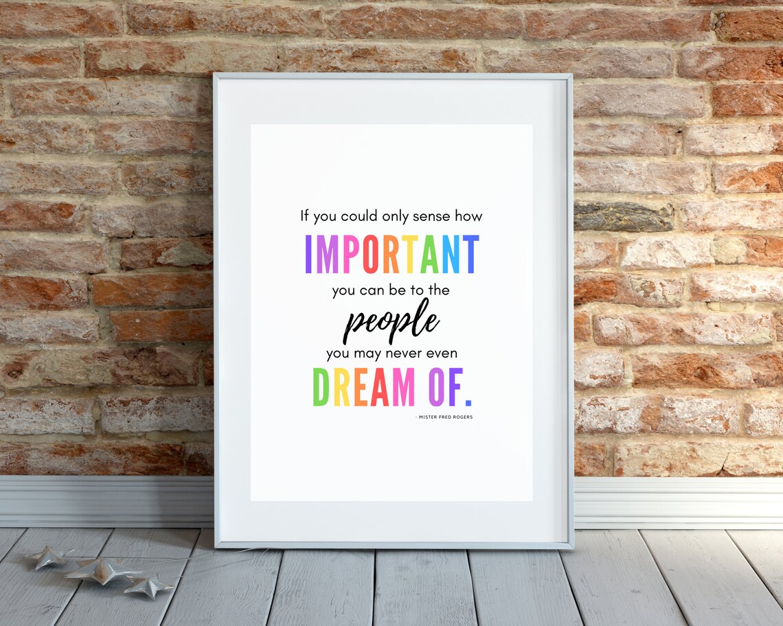 Mister Fred Rogers You Can Be Rainbow Typography Kids Quote Poster - Image 3
