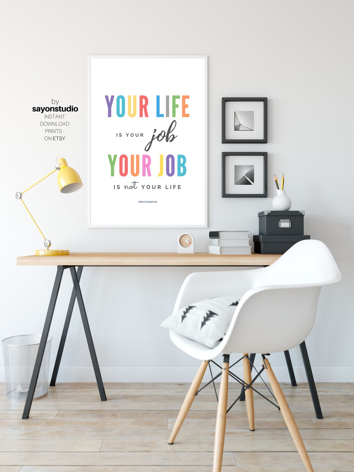 Your Life Is Your Job Rainbow Colorful Quote Kids Nursery Wall Poster - Image 3