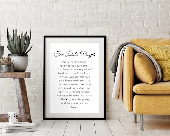 The Lord's Prayer Our Father Scripture Minimalist Black and White Print