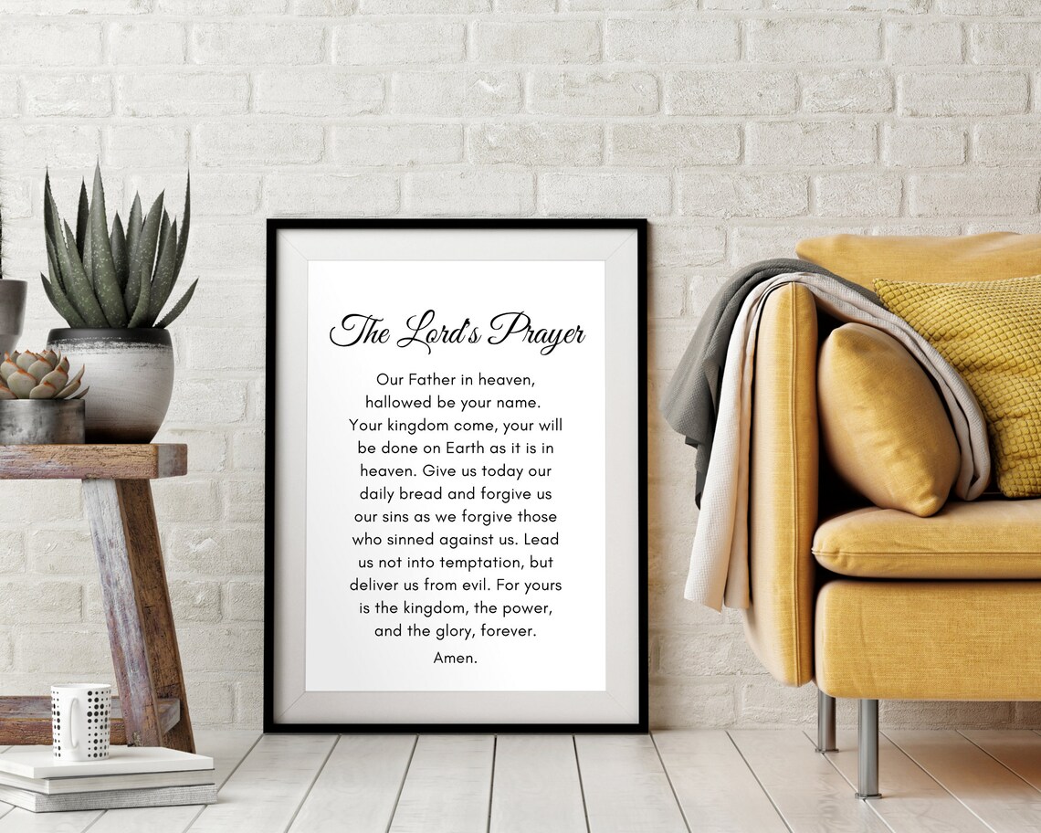 The Lord's Prayer Our Father Scripture Minimalist Black and White Print