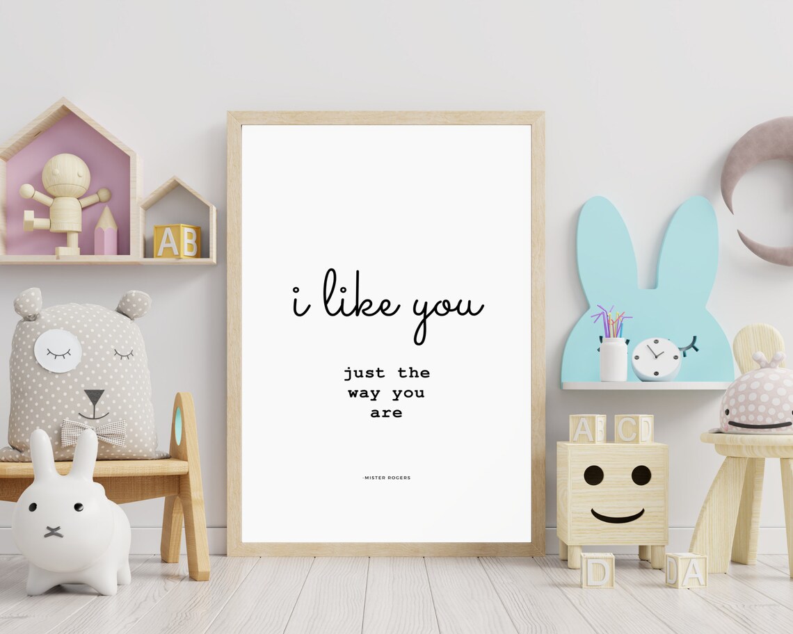 Mister Rogers I Like You Just The Way You Are Script Typewriter Quote Poster - Image 2