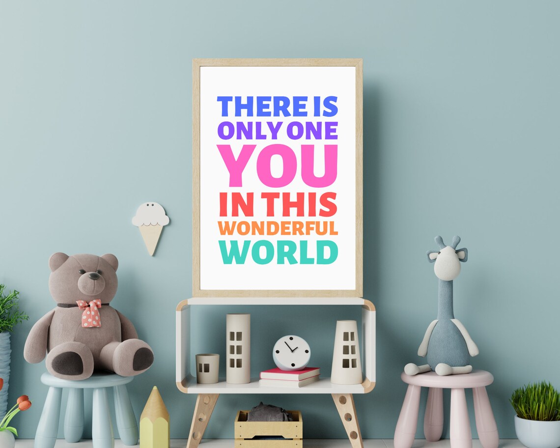There Is Only One You In This World Print Teen Girl Bedroom Wall Art Self Affirmation Print School Poster Mister Rogers Inspiration - Image 3