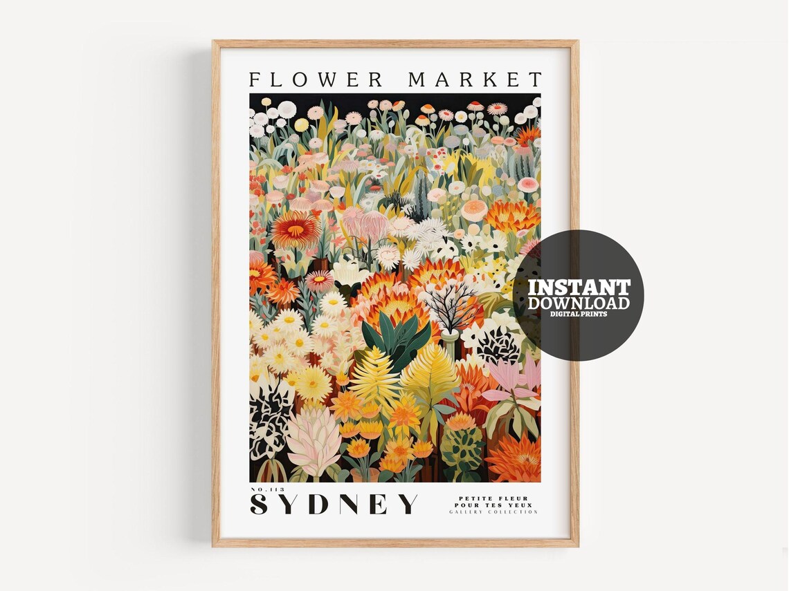Flower Market Print, Sydney Botanical Artwork