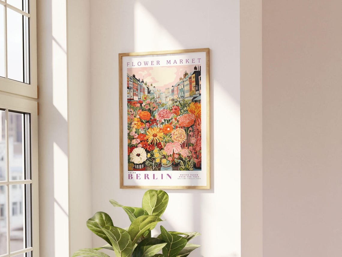 Flower Market Berlin, Germany Travel Poster - Image 2