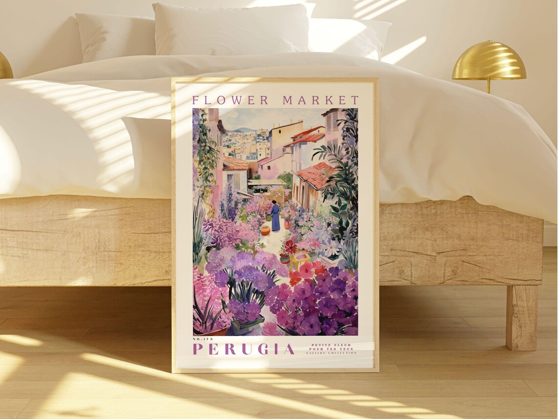 Perugia Italy Flower Market No 173 Watercolor Botanical Gallery Poster - Image 2