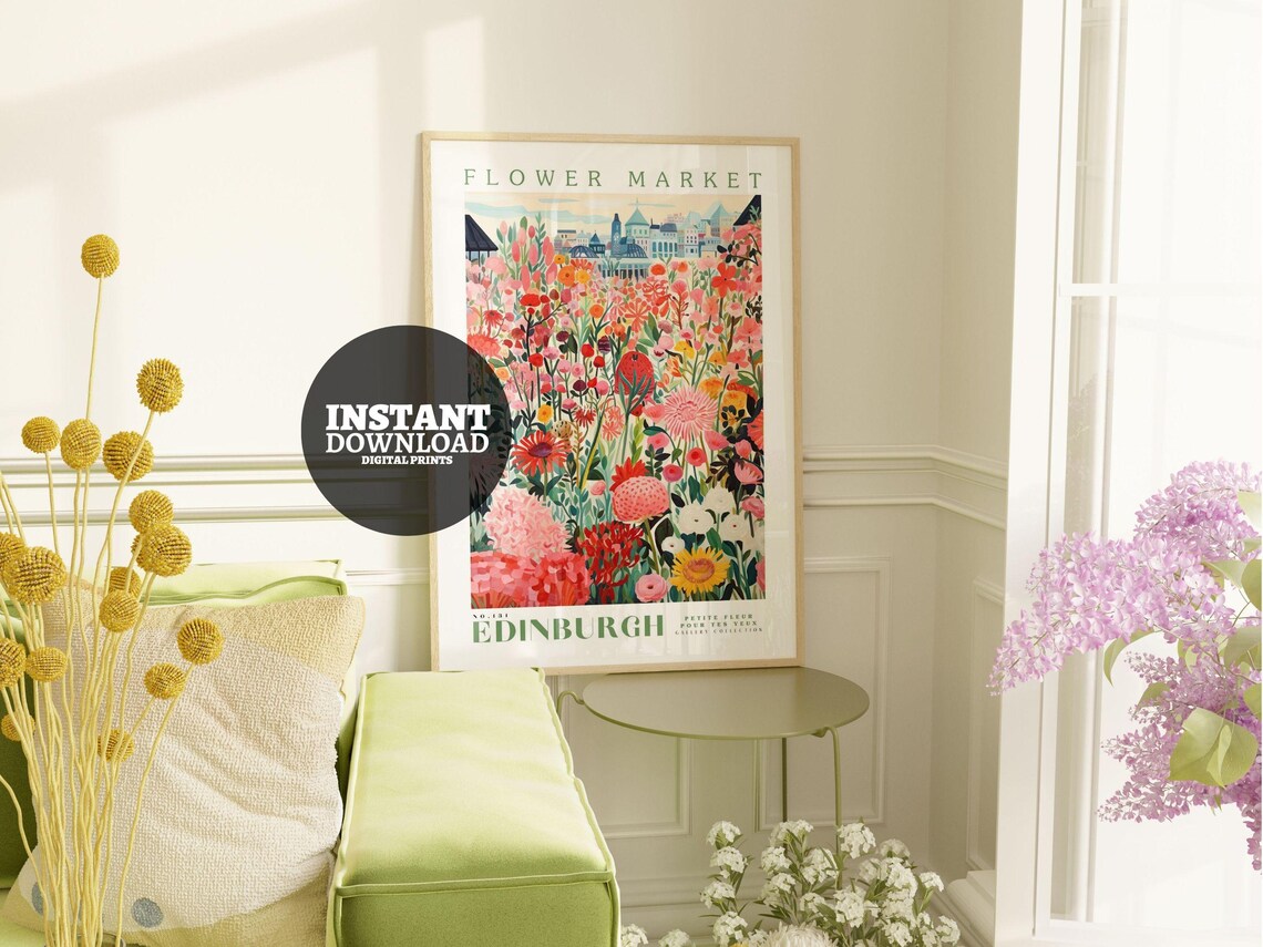 Flower Market Print, Edinburgh Botanical Art Print