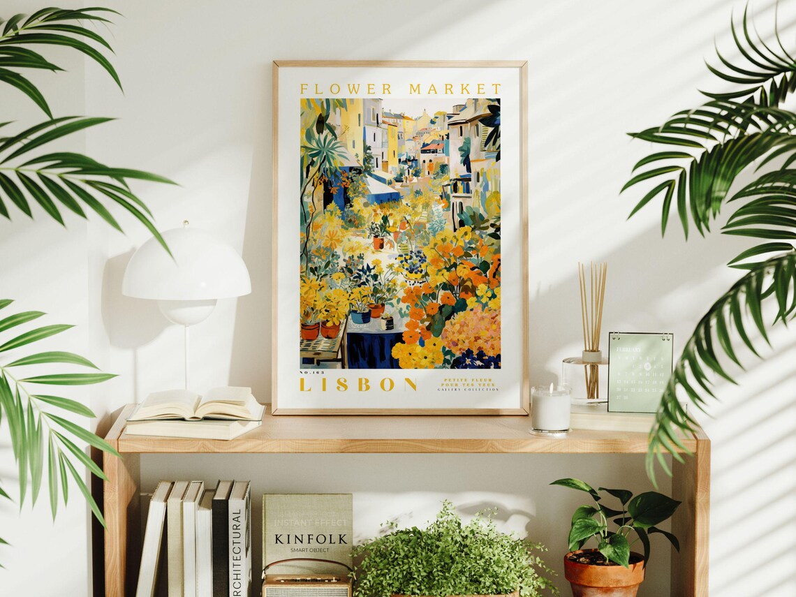 Flower Market Lisbon Travel Poster, Botanical Poster - Image 2