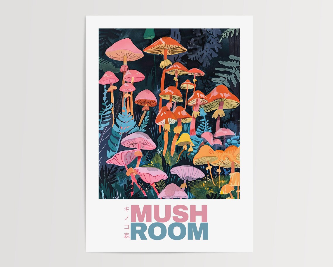 Vintage Mushroom Illustrations, Botanical Poster