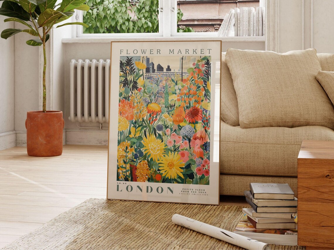 Flower Market London, Botanical Travel Art - Image 2