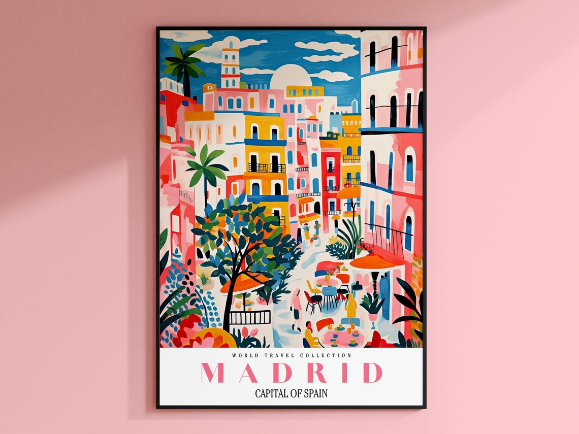 Madrid Travel Poster, Vintage Spanish City Print