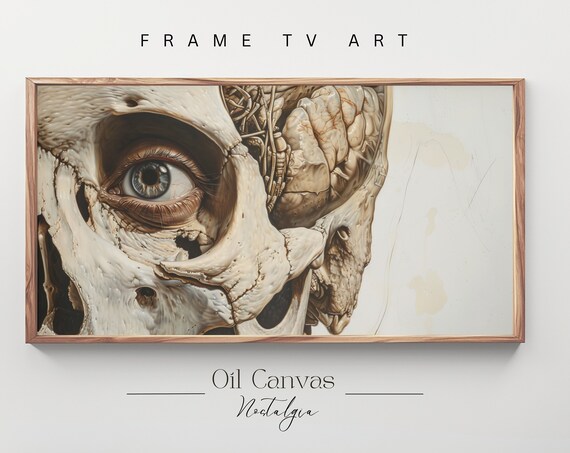 Anatomical Skull Art Sepia Halloween Spooky Vintage Gothic Wall Art Poster
