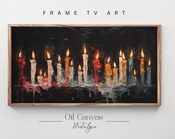 Colorful Melting Candles In Darkness Red White Blue Spooky Halloween Wall Art Poster