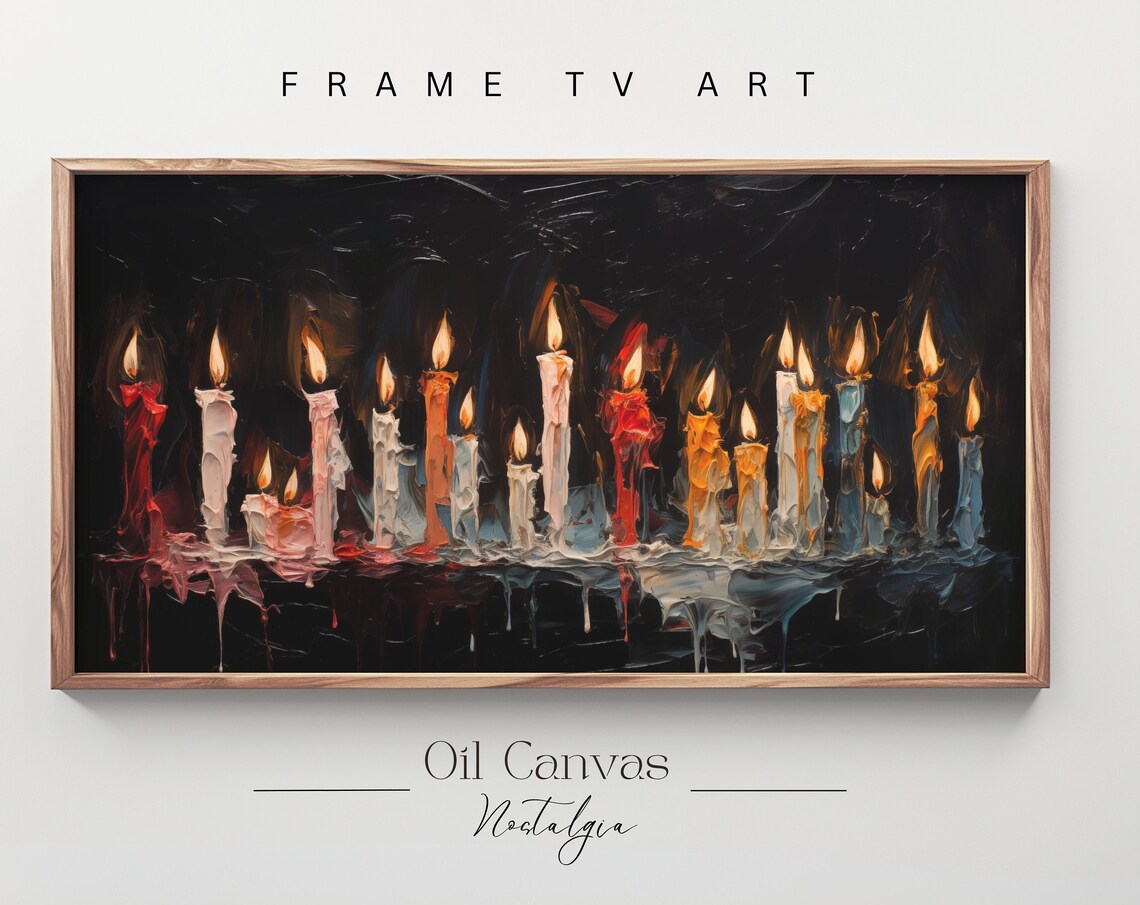 Colorful Melting Candles In Darkness Red White Blue Spooky Halloween Wall Art Poster