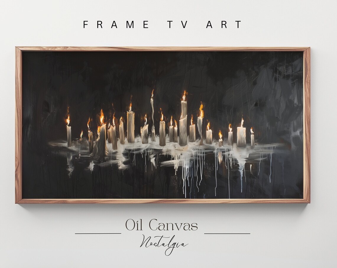 Burning Candles Dark Background Melting Wax Warm Flames Moody Art Poster