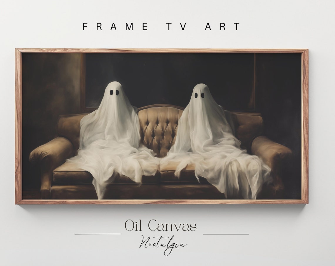 Sheet Ghosts Dark Forest Misty Spooky Moody Halloween Vintage Poster