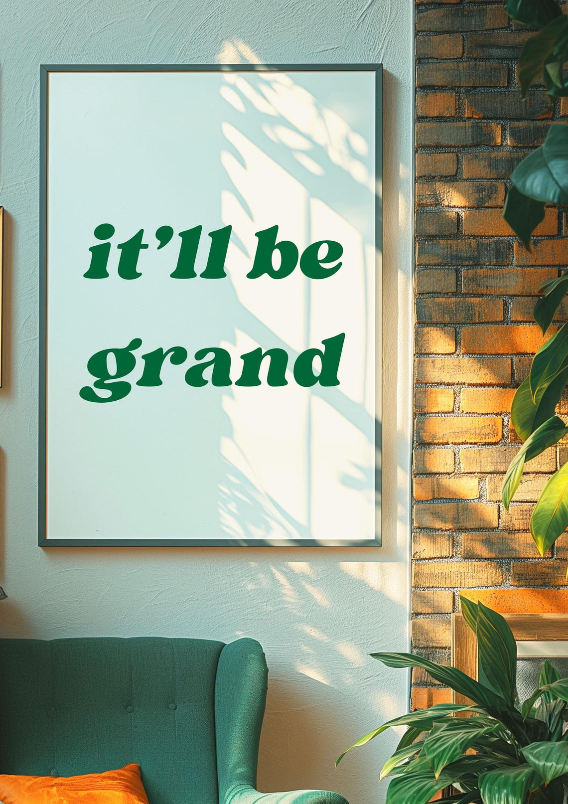 Pink Irish Quote It'll Be Grand Red Retro Typography Art Print - Image 2