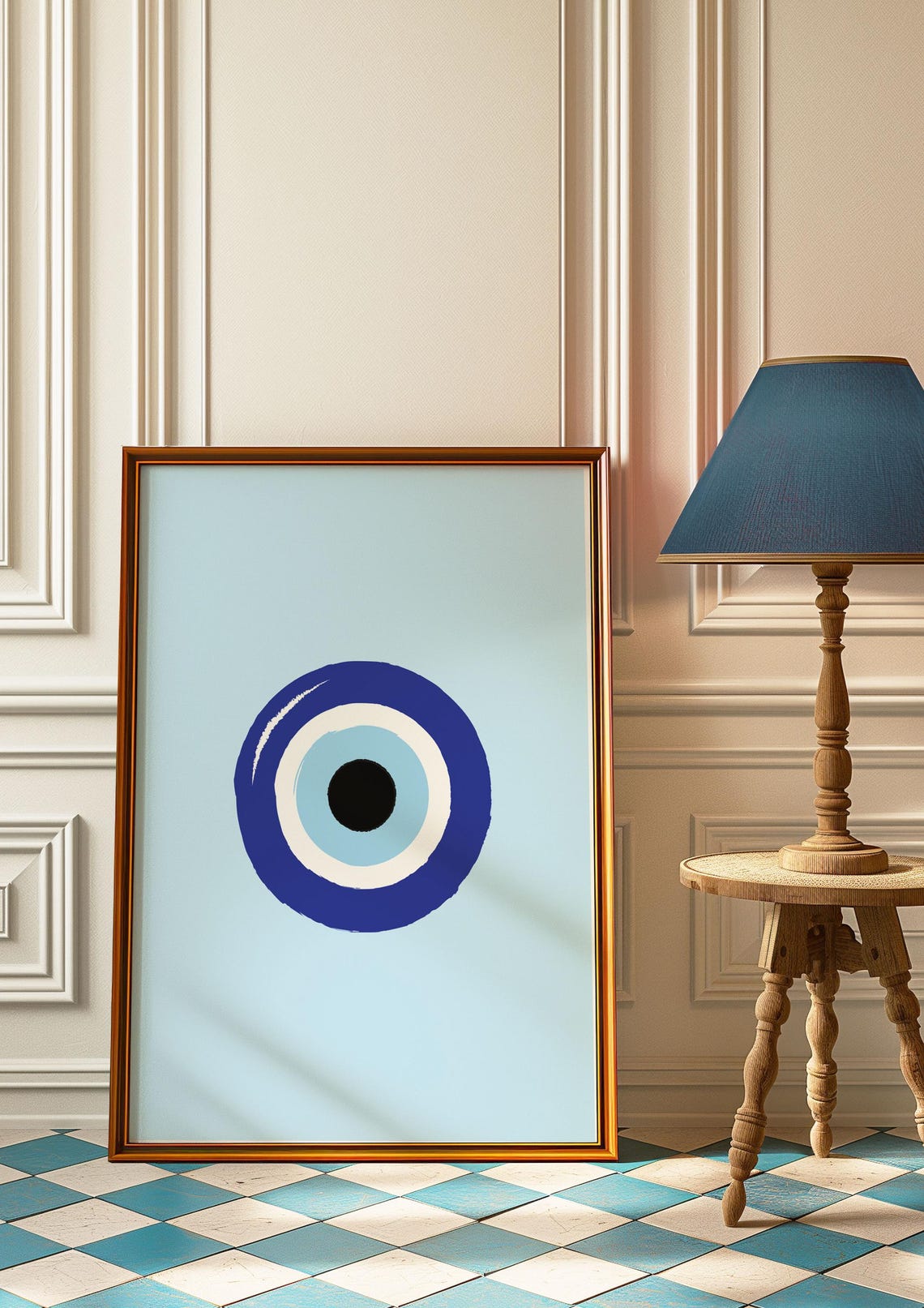Blue Turkish Evil Eye Minimalist Protection Amulet Art Print - Image 2