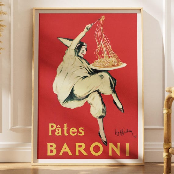 Pates Baroni Vintage Italian Pasta Poster By Leonetto Cappiello Kitchen Bar Art Wall Decor