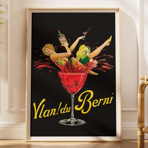 Vintage Belgian Drink Vlan Du Berni Print Cocktail Wall Art Advertisement Poster Digital Download