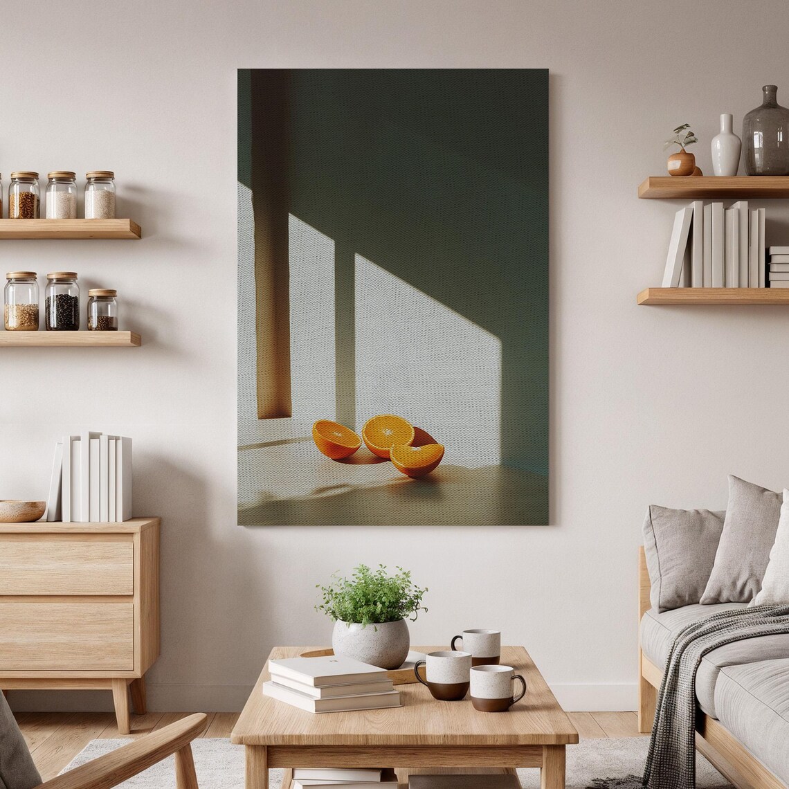Orange Slices Sunbeam Minimalist Still Life Photography Style Art Poster