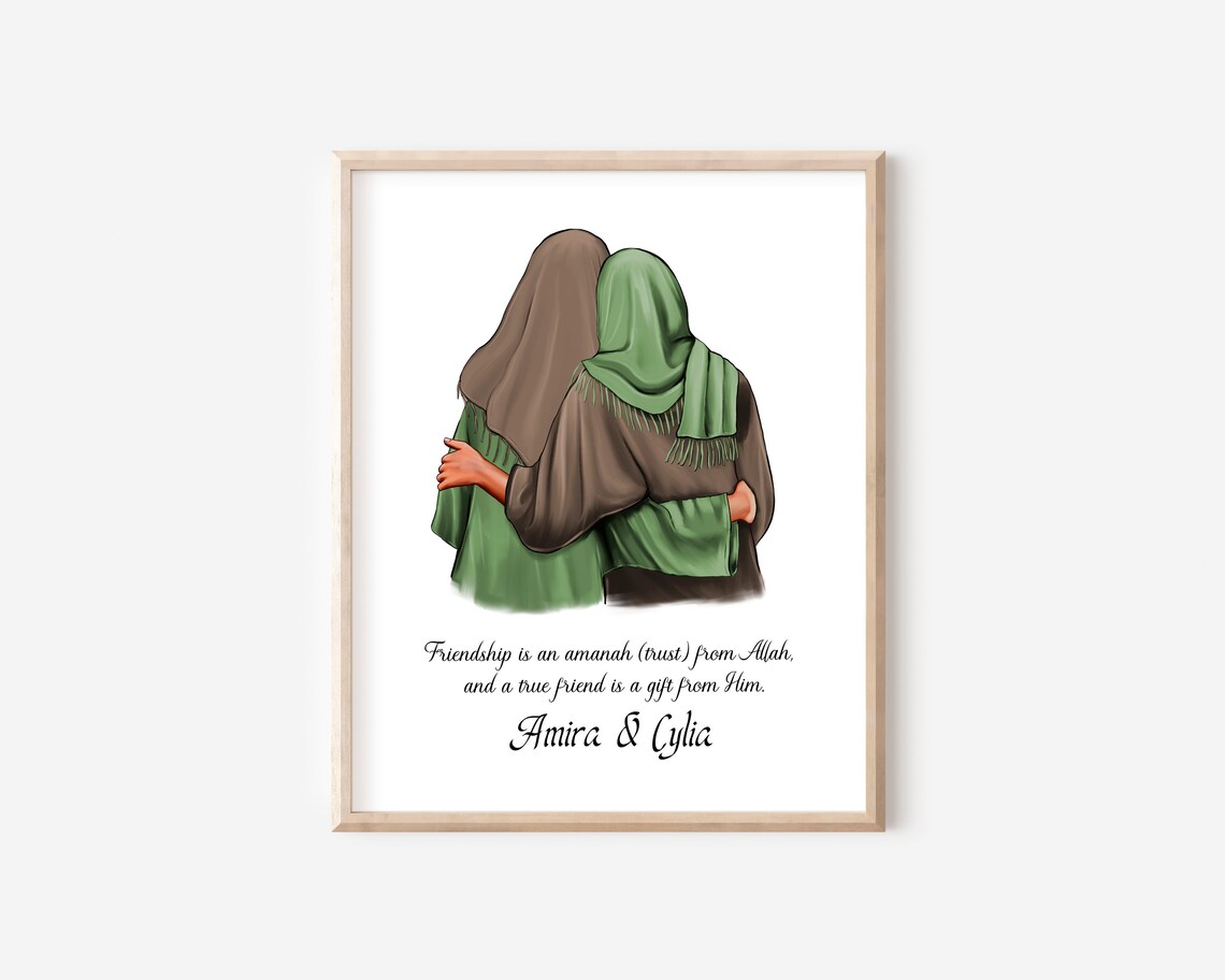Muslim Best Friends In Hijab Friendship Islamic Quote Poster