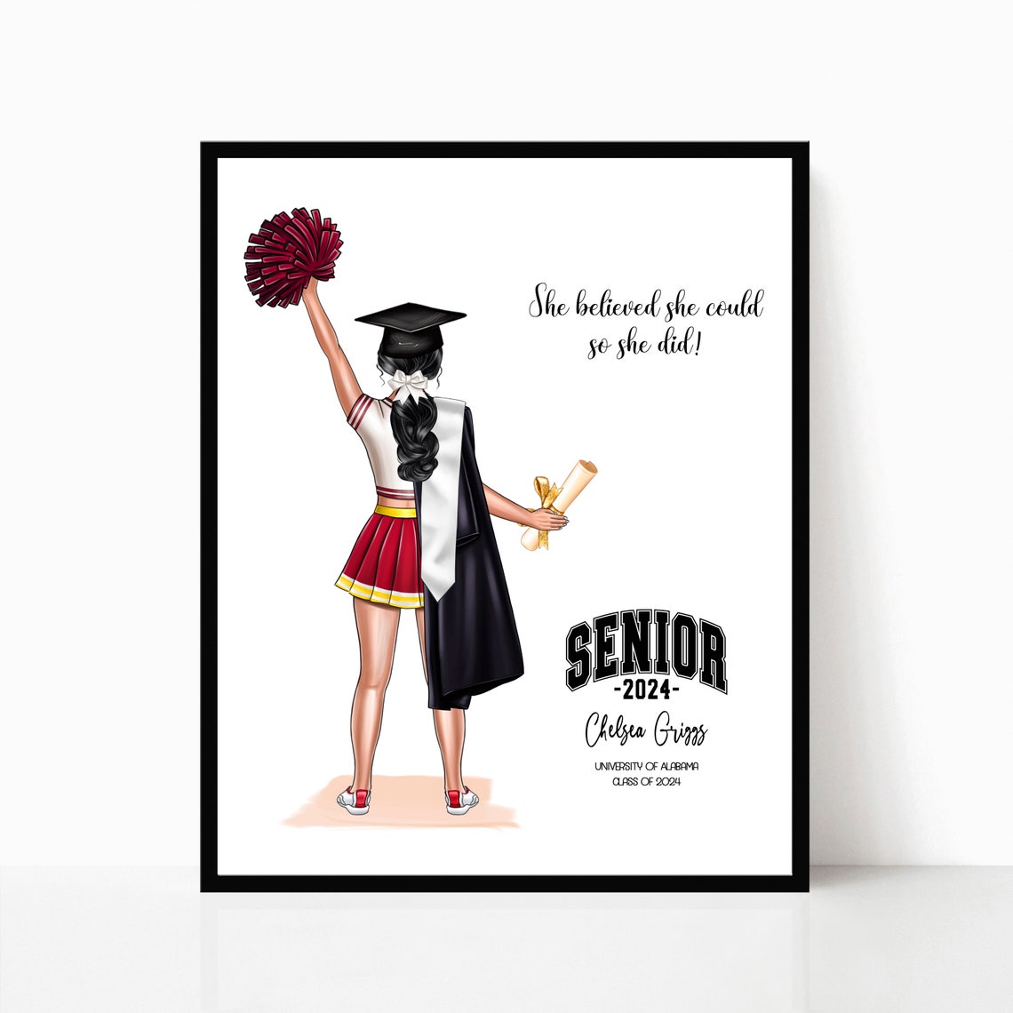 Personalized Cheerleader Graduation Print Cheer Senior Graduation Gift Cheerleader Custom Graduation Print Cheerleader Graduation