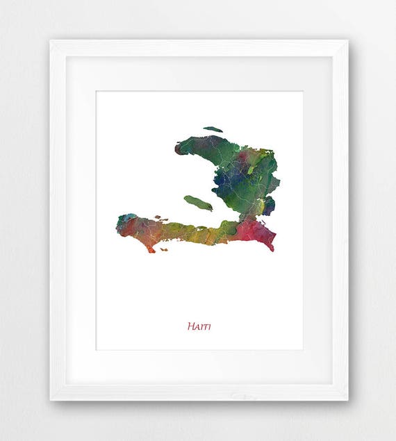 Haiti Map Print Watercolor Wall Art Painting Home Decor Travel Poster