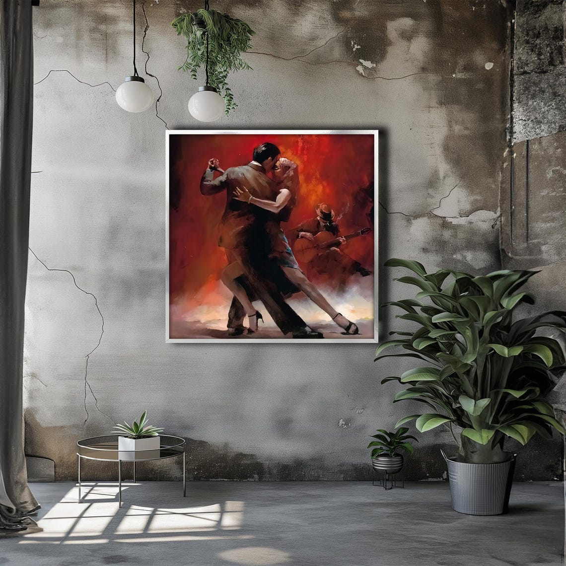 Passionate Tango Dancers With Guitarist Romantic Dance Art Poster - Image 3